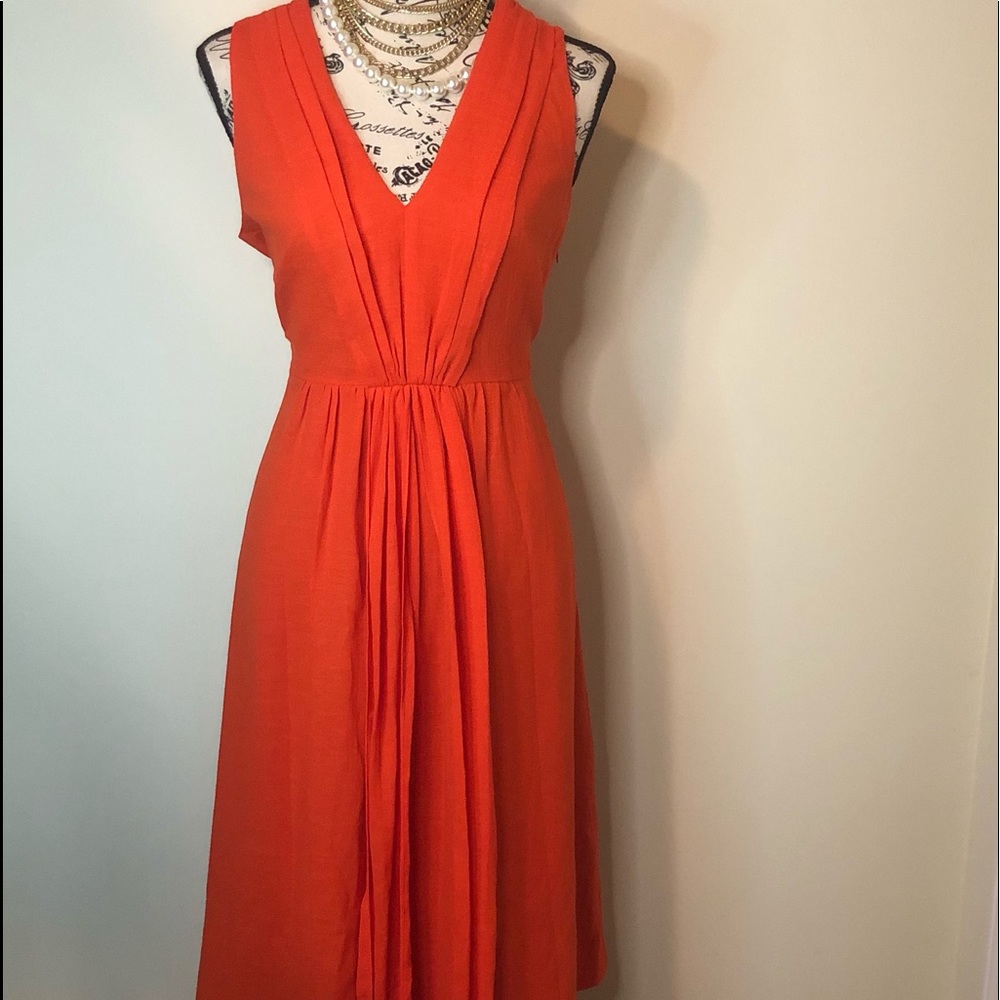 J Crew Orange Calf Length Dress Sz 6
